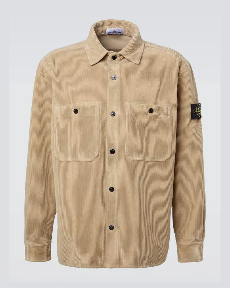 Stone Island Hemdjacke Compass aus Baumwoll-Cord Beige