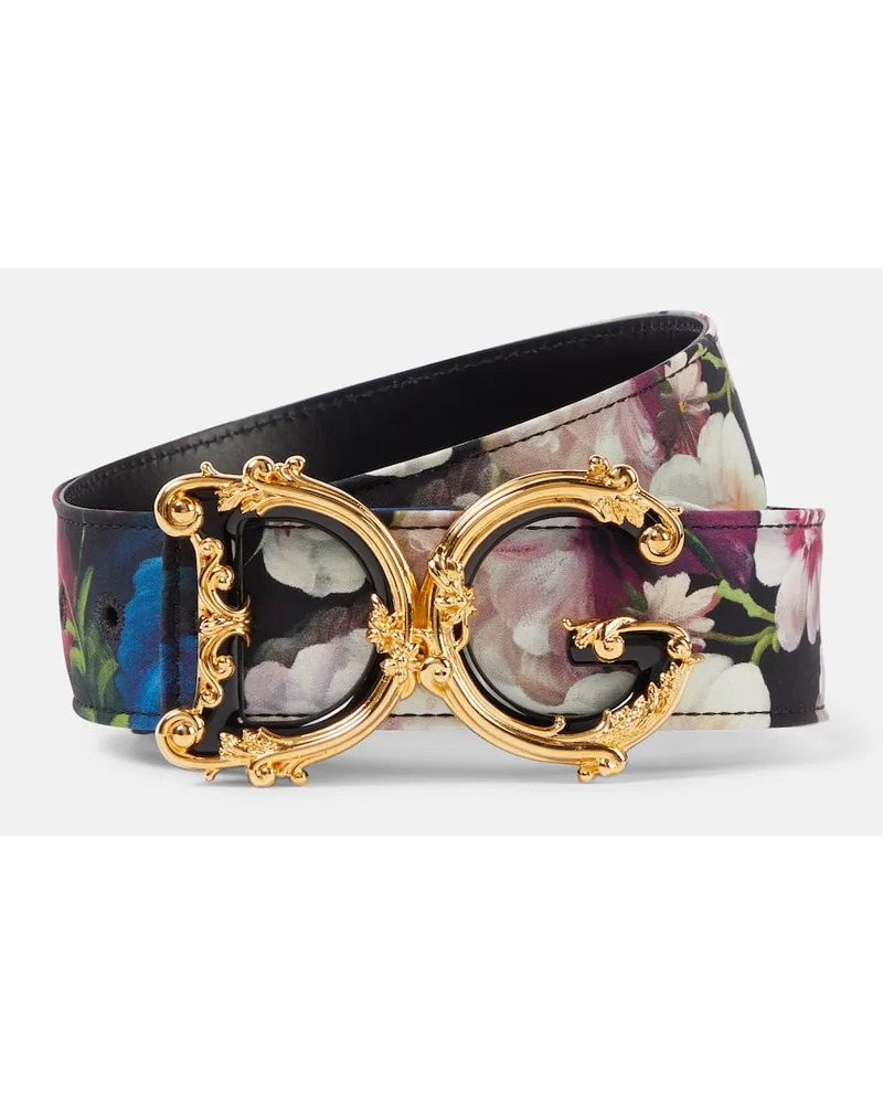 Dolce & Gabbana Bedruckter Guertel DG Girls aus Satin Multicolor