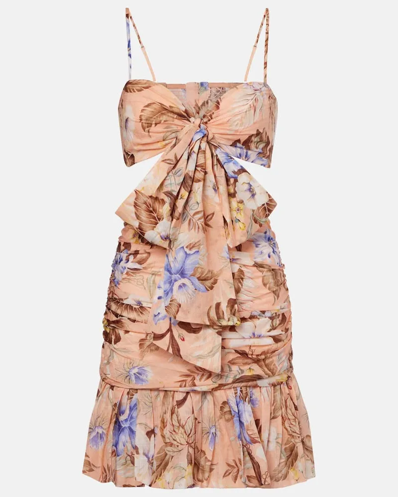 Zimmermann Minikleid Coco aus Baumwolle Rosa