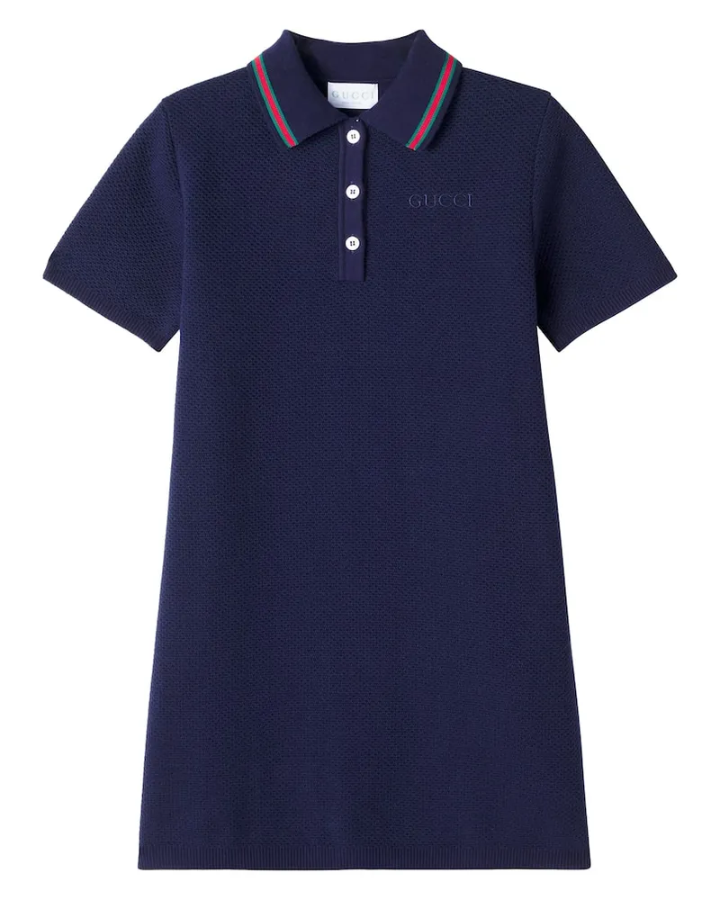 Gucci Polokleid Web Stripe aus Jersey Blau