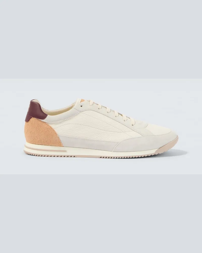 Brunello Cucinelli Sneakers aus Leder mit Veloursleder Weiß