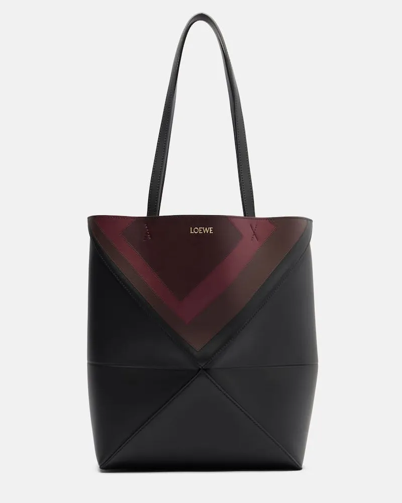 Loewe Tote Bag Puzzle Fold Square Medium aus Leder Schwarz