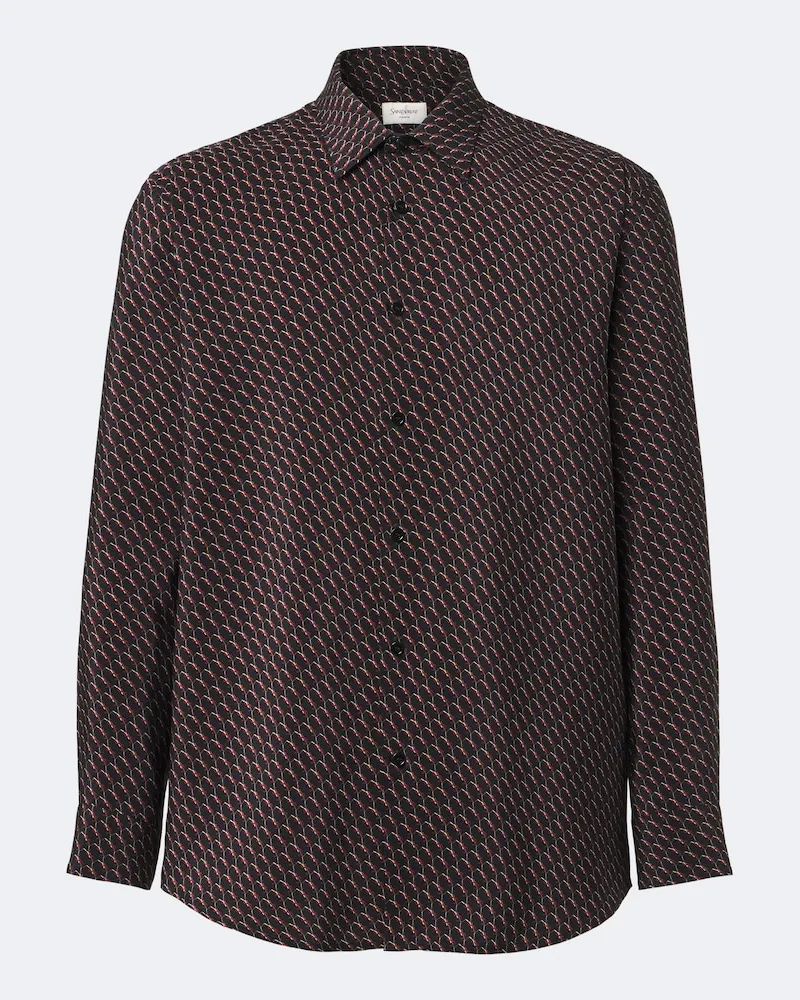 Saint Laurent Hemd Cassandre aus Seide Schwarz