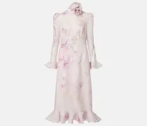 Midikleid Crush aus Leinen und Seide