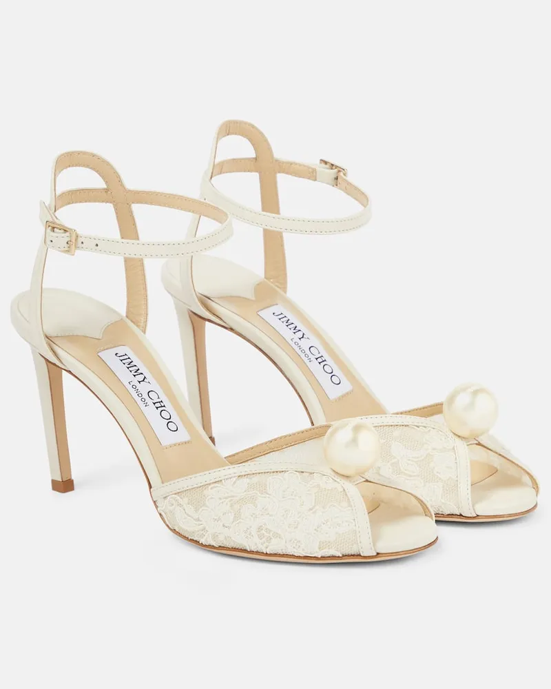 Jimmy Choo Sandalen Sacora 85 mit Spitze Weiß