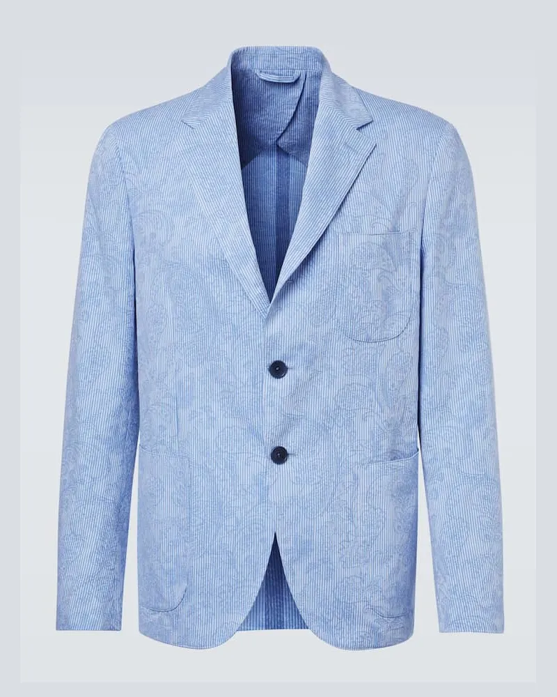 Etro Blazer aus Baumwoll-Jersey Blau