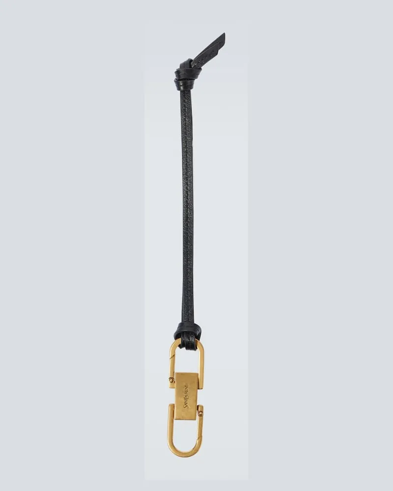 Saint Laurent Schlüsselanhänger Kiss Kiss mit Leder Schwarz