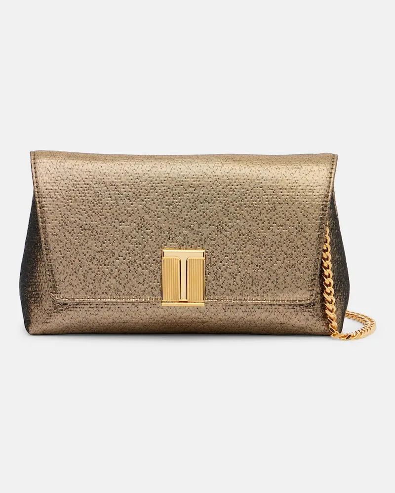 Tom Ford Clutch Nobile Small aus Metallic-Leder Gold