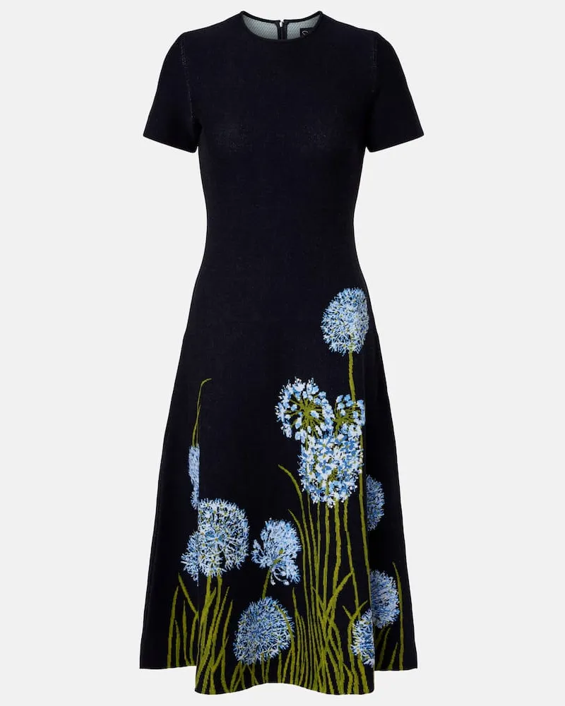 Oscar de la Renta Midikleid aus Jacquard Multicolor