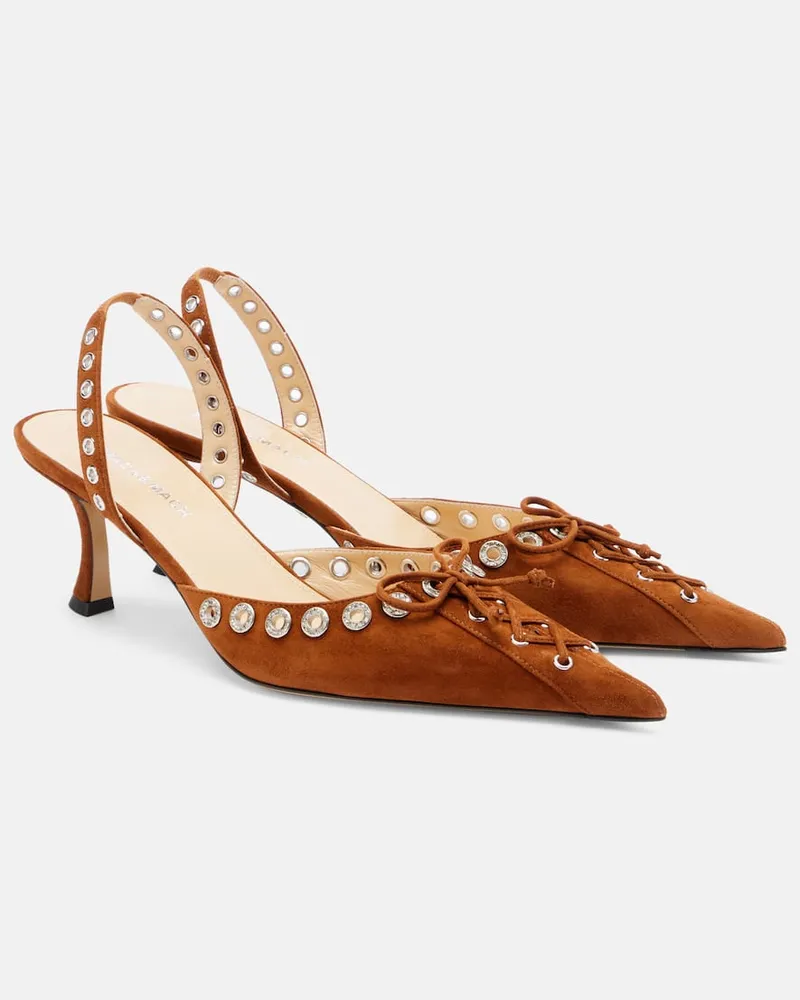 Mach & Mach Verzierte Slingback-Pumps Crystalized Corset 65 Braun