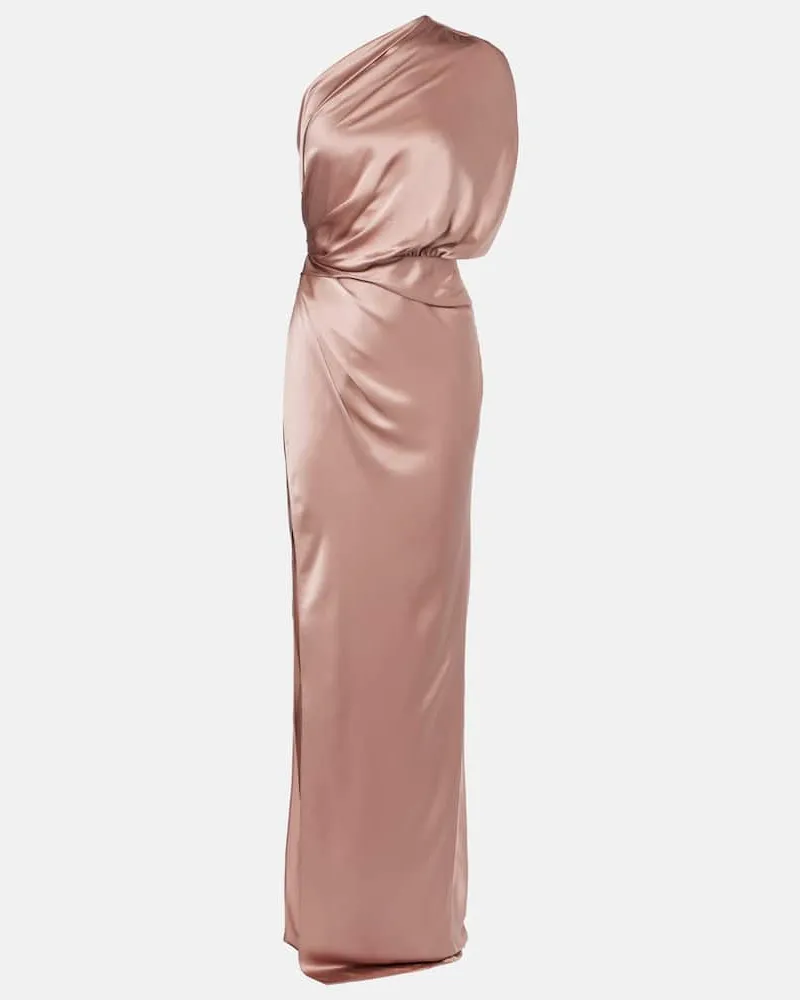 The Sei One-Shoulder-Robe aus Seidensatin Pink