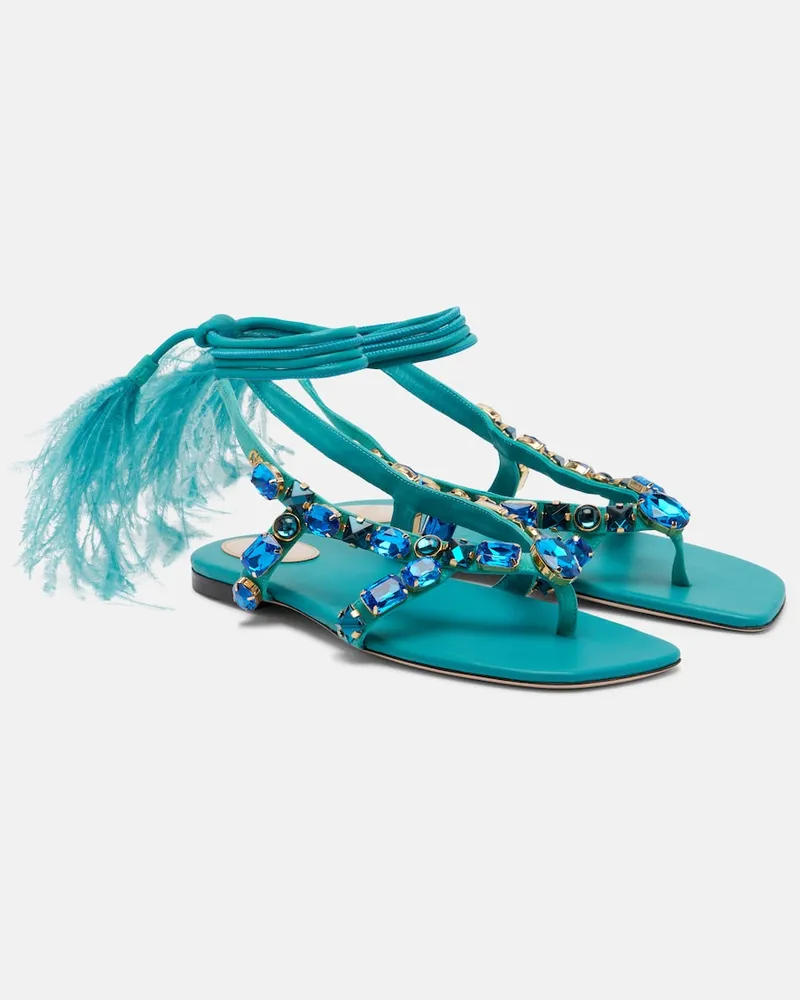 Valentino Garavani Verzierte Sandalen Resort aus Veloursleder Blau