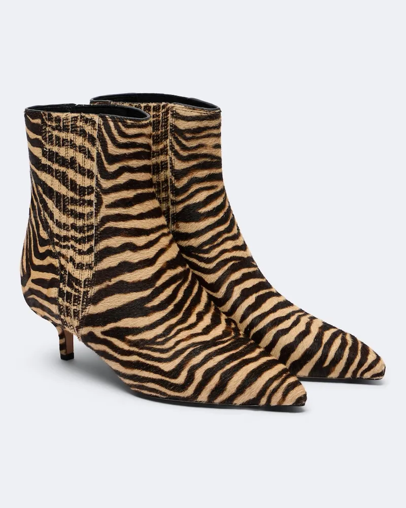 Veronica Beard Bedruckte Ankle Boots Lisa aus Kalbshaar Beige