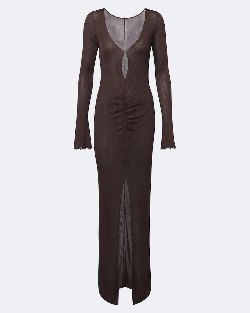 De La Vali Maxikleid Elisia aus Rippstrick Braun