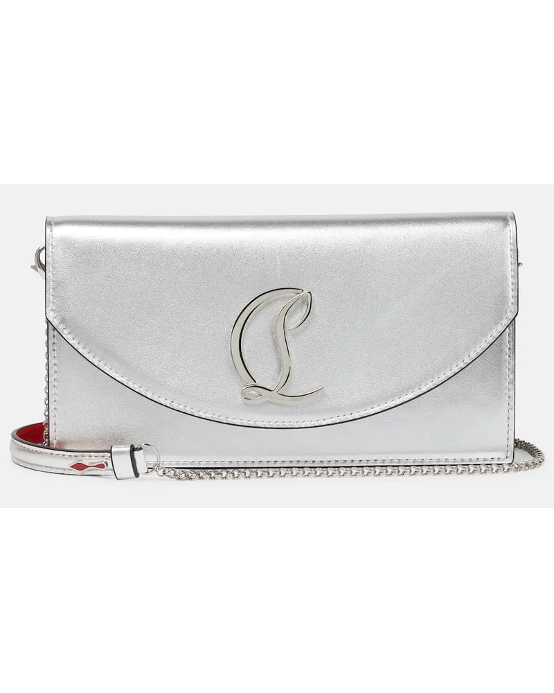 Christian Louboutin Clutch Loubi54 aus Leder Silber