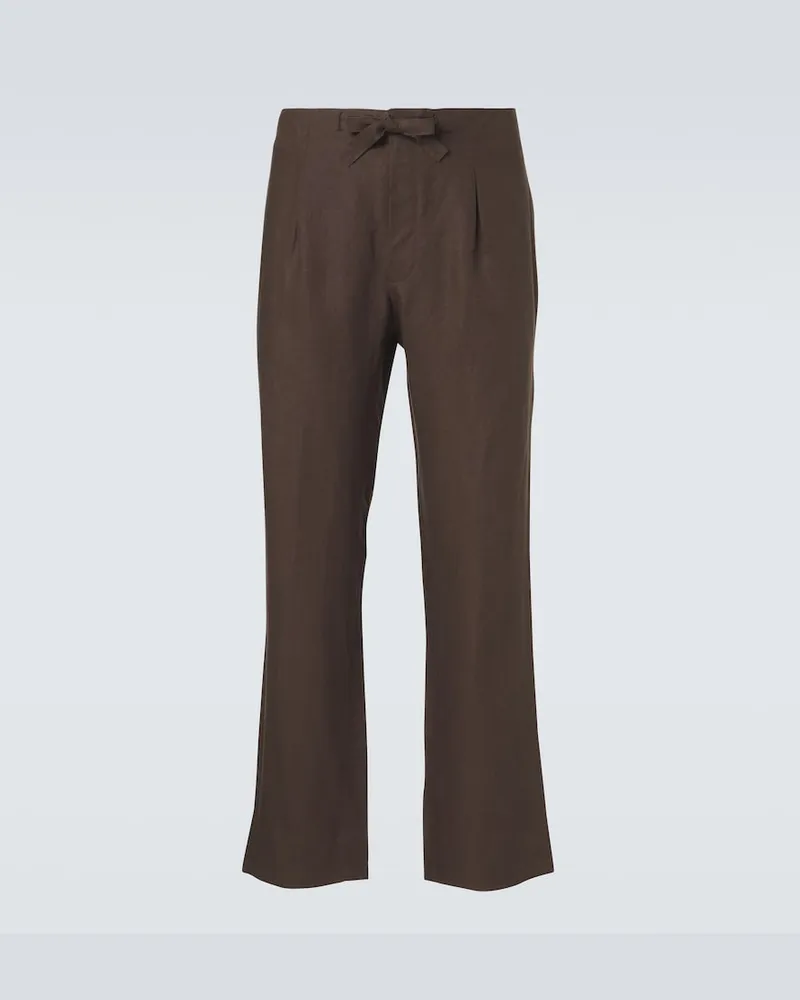 Stoffa Stòffa Gerade Hose aus Leinen Braun