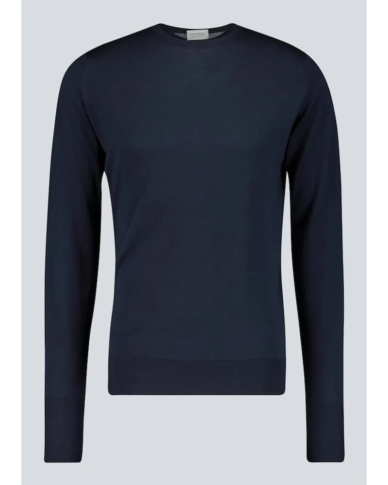 John Smedley Pullover Marcus aus Wolle Blau