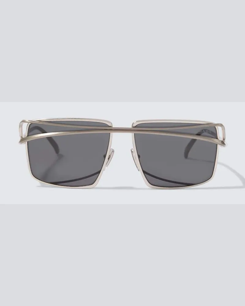 Prada Eckige Sonnenbrille Silber