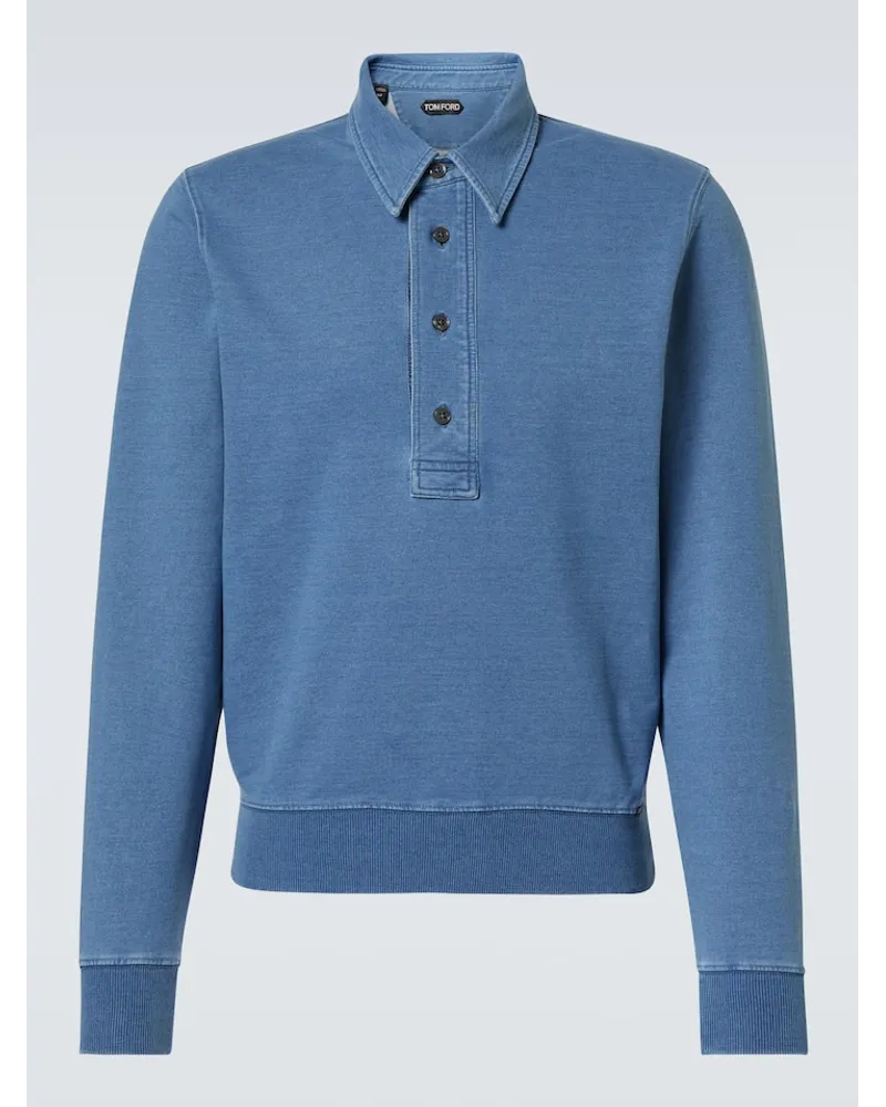 Tom Ford Polopullover aus einem Baumwollgemisch Blau