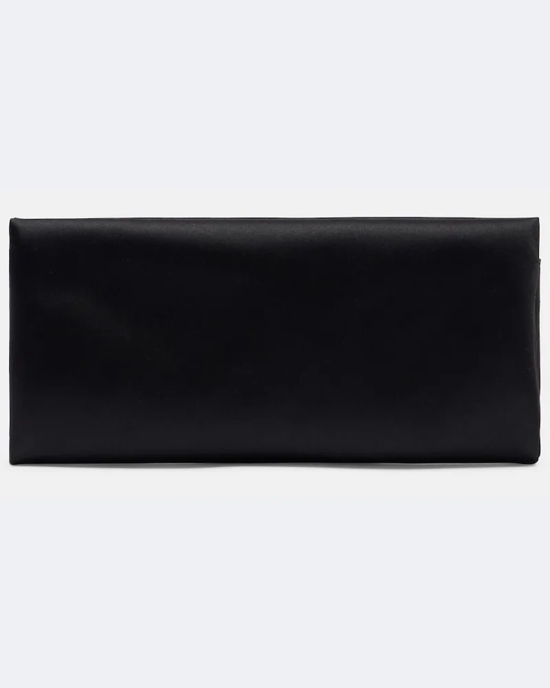 Saint Laurent Clutch Cassandre aus Satin Schwarz