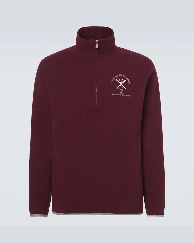 Brunello Cucinelli Sweatshirt aus einem Kaschmirgemisch Burgunderrot