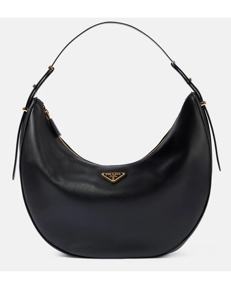 Prada Schultertasche Arque Large aus Leder Schwarz