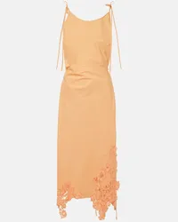 Acne Studios Midikleid aus Baumwolle mit Spitze Orange