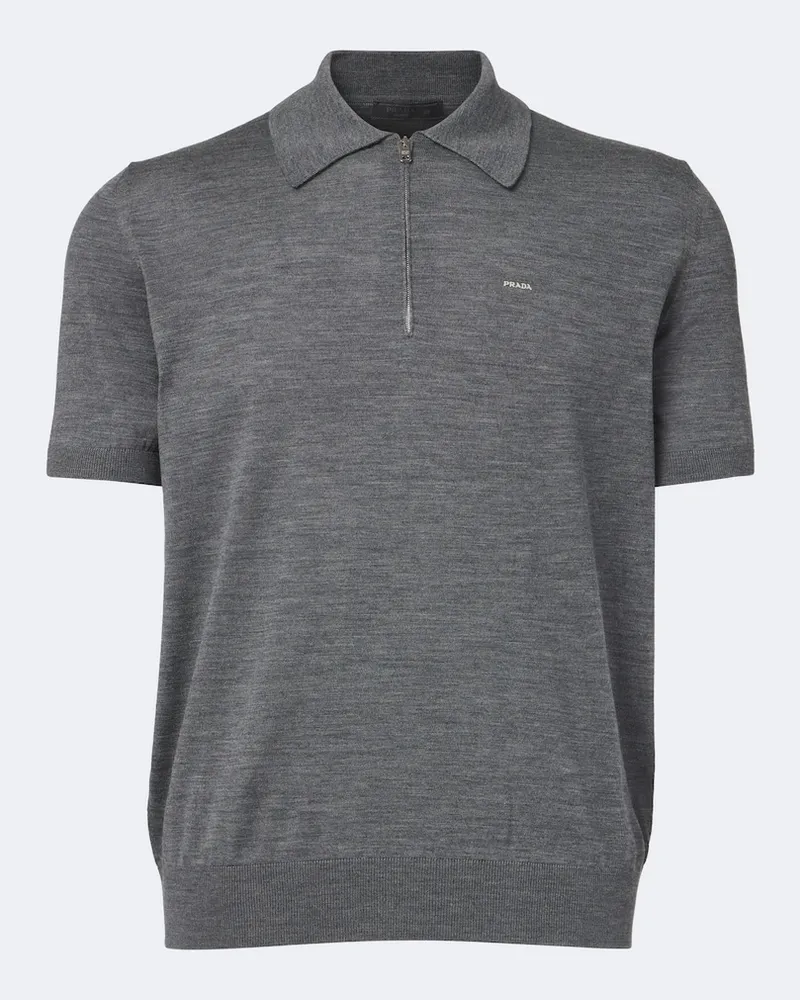 Prada Polopullover aus Schurwolle Grau
