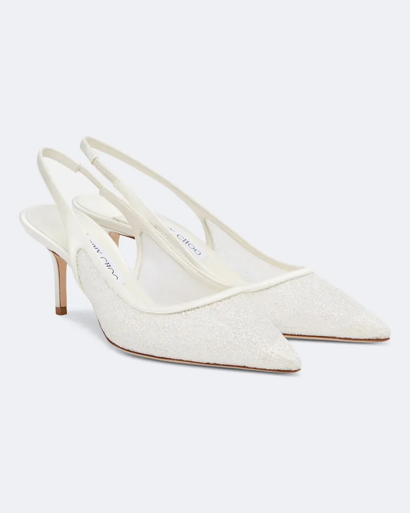 Jimmy Choo Bridal Slingback-Pumps Love mit Glitter Weiß