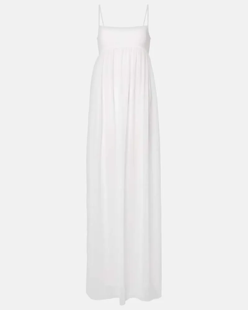Jacquemus Maxikleid Peplo aus Jersey und Musselin Weiß