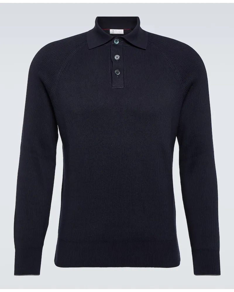 Brunello Cucinelli Polopullover aus Baumwolle Blau