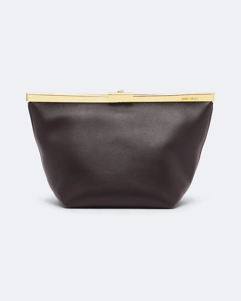 Jimmy Choo Clutch Ganache Small aus Leder Burgunderrot