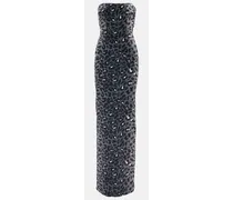 Trägerloses Abendkleid aus Samt