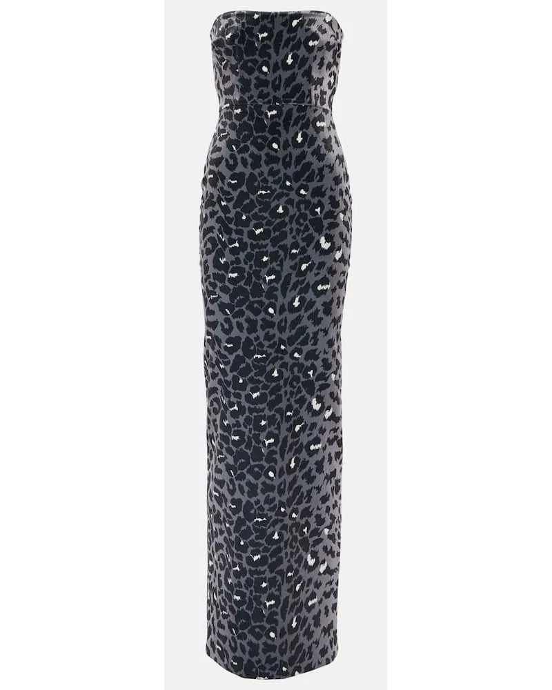 Alex Perry Bedruckte Robe aus Samt Multicolor