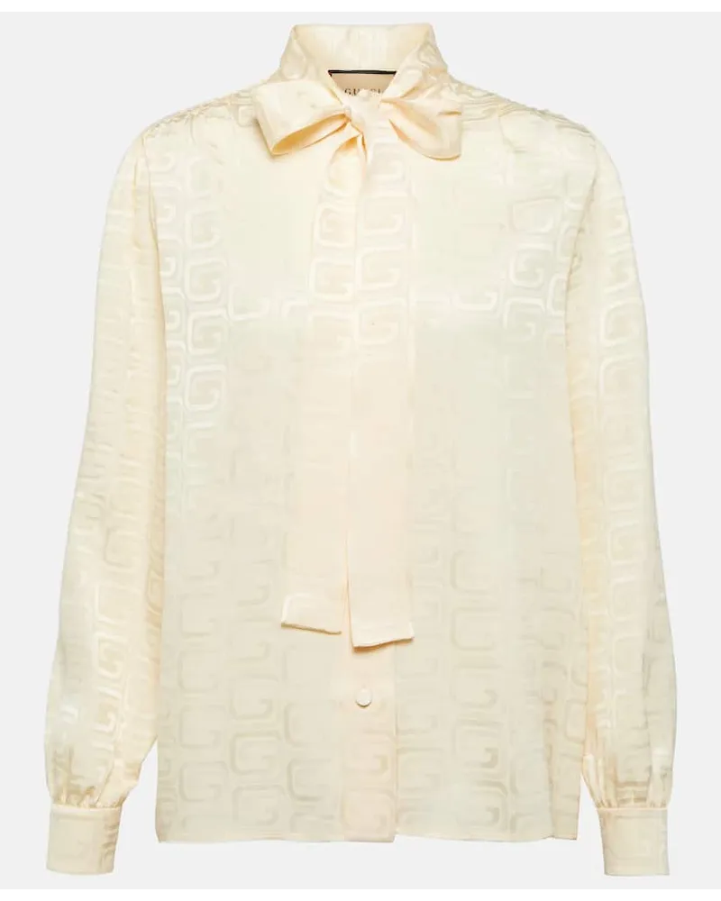 Gucci Bluse GG aus Seiden-Jacquard Beige