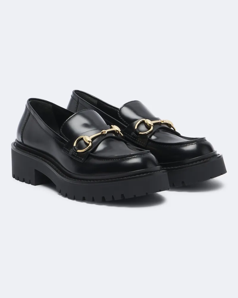 Gucci Plateau-Loafer Rhody Horsebit aus Leder Schwarz