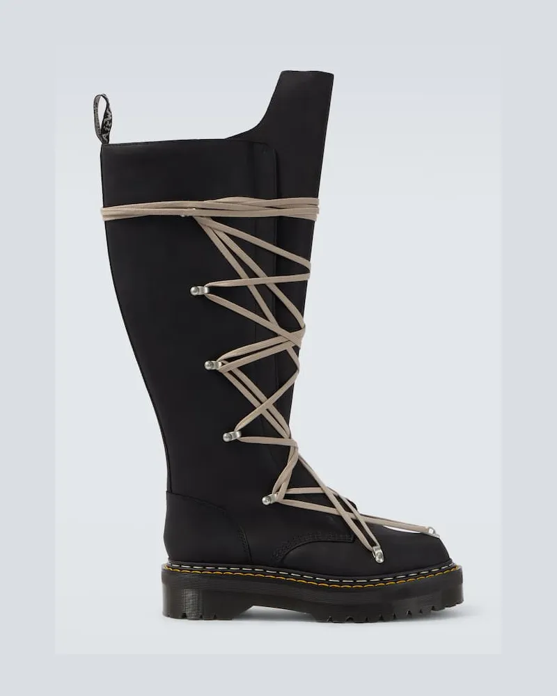 Rick Owens X Dr. Martens Schnürstiefel 1B60 Quad Sole Pentalace Schwarz