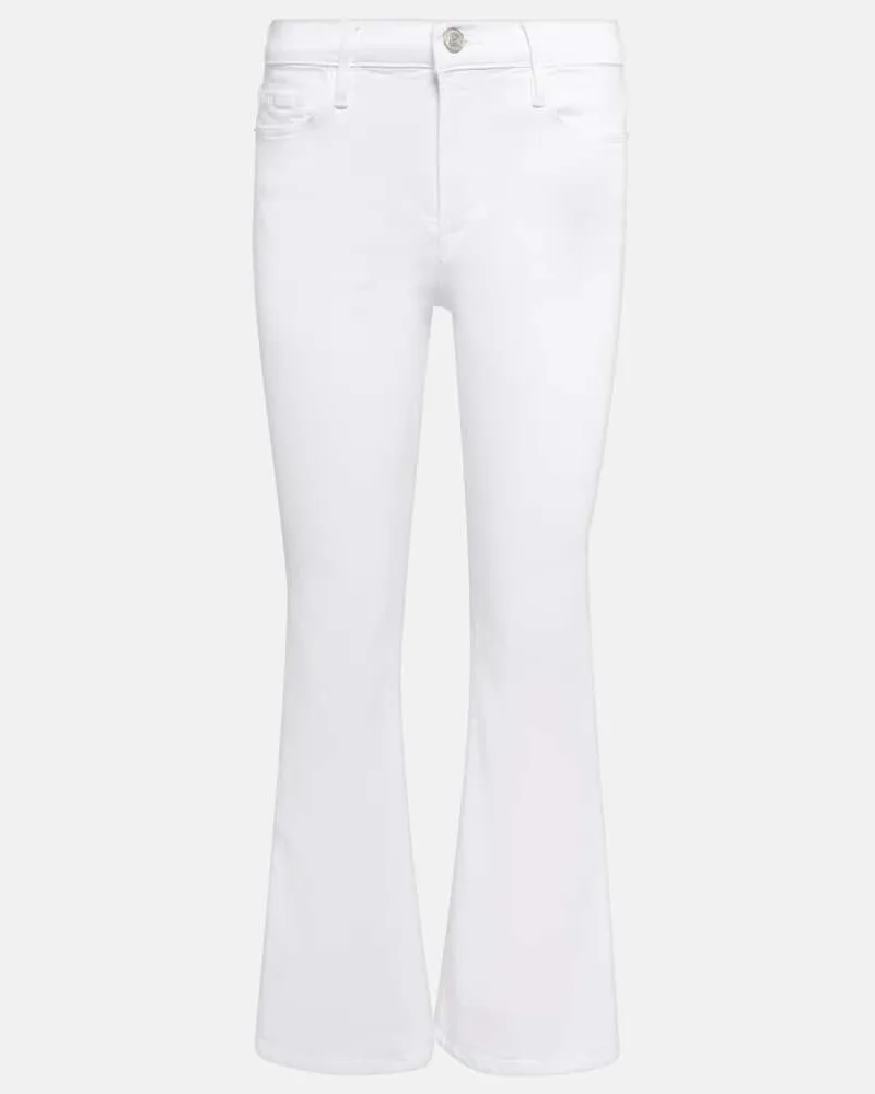 Frame Denim High-Rise Jeans Le Crop Flare Mini Slits Weiß
