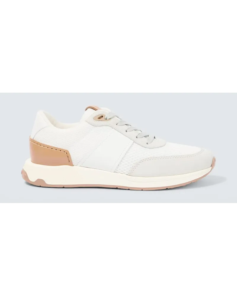 TOD'S Sneakers mit Veloursleder Weiss