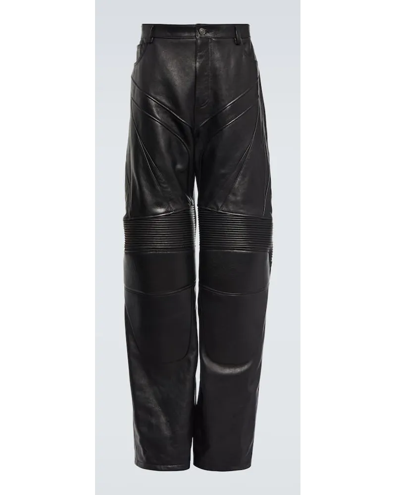 Balenciaga Hose aus Leder Schwarz