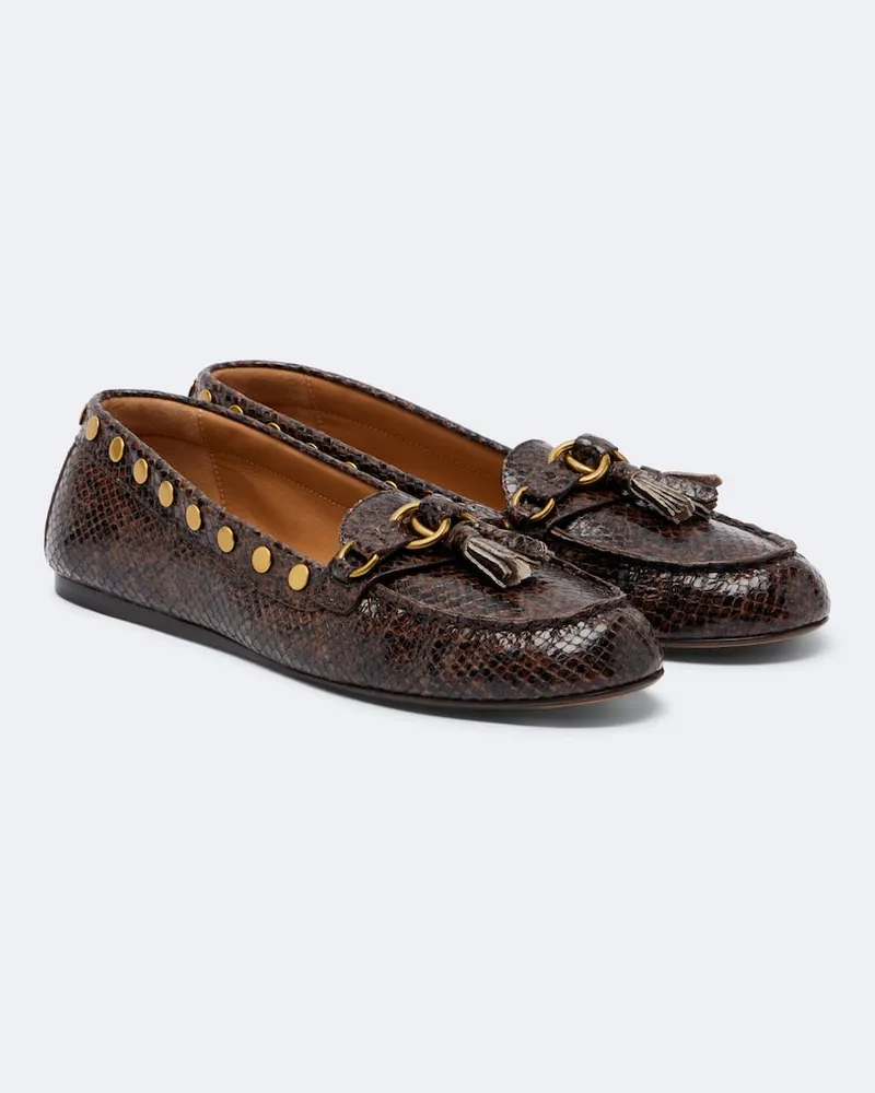 Isabel Marant Loafers Faxel aus Leder mit Nieten Braun