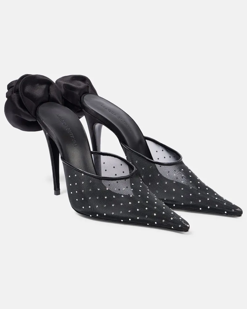 Magda Butrym Mules aus Mesh mit Kristallen Schwarz
