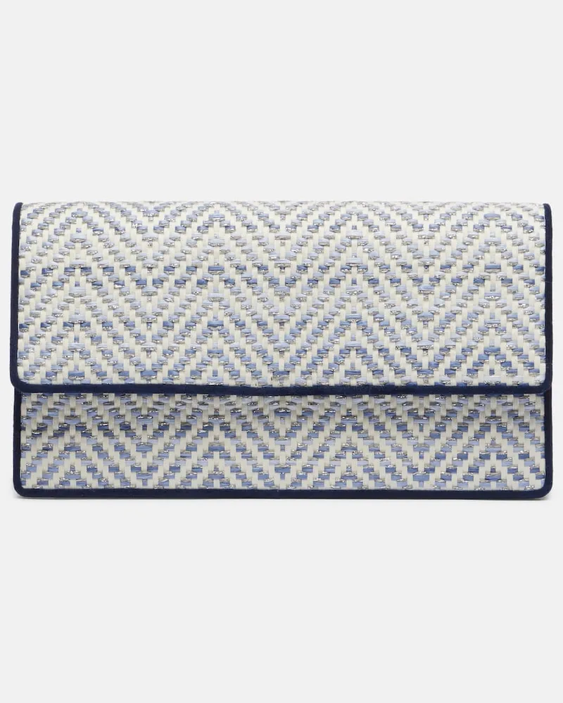 Manolo Blahnik Clutch Capripla aus Raffiabast Weiß