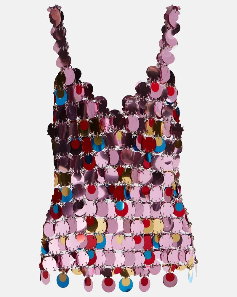 Paco Rabanne Top mit Pailletten Rosa
