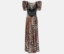 Maxikleid aus Seidensatin mit Spitze