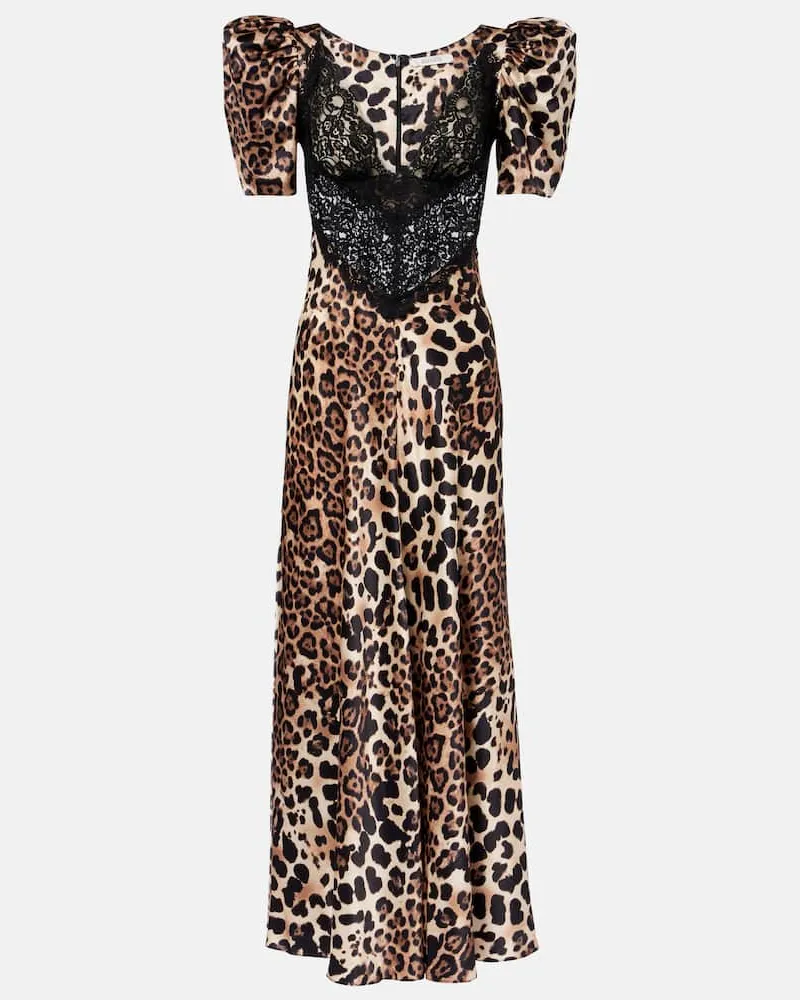 Rodarte Maxikleid aus Seidensatin mit Spitze Multicolor