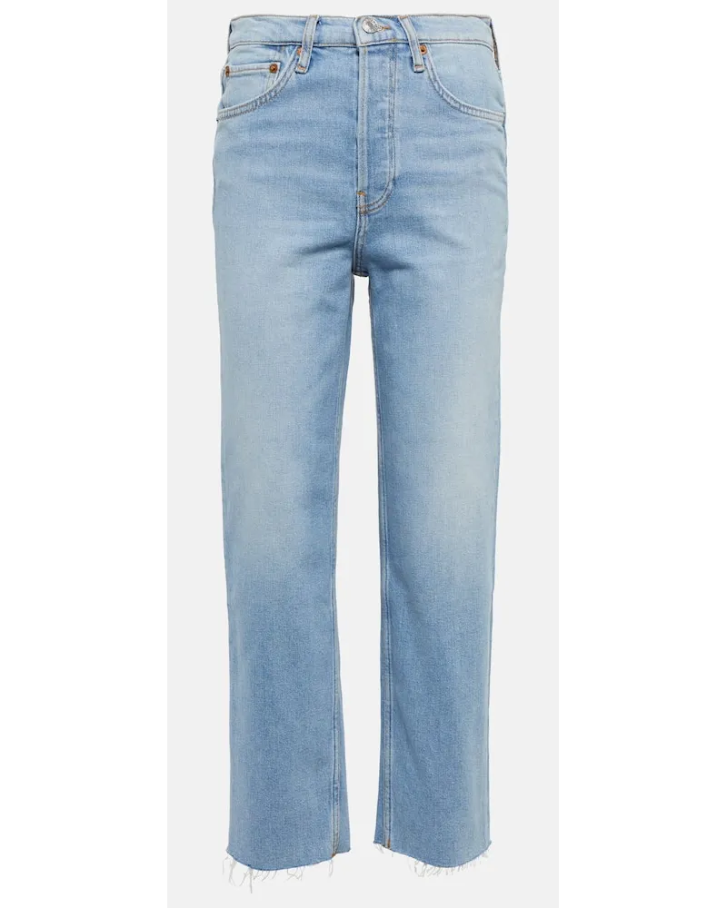 RE/DONE High-Rise Straight Jeans 70s Stove Pipe Blau