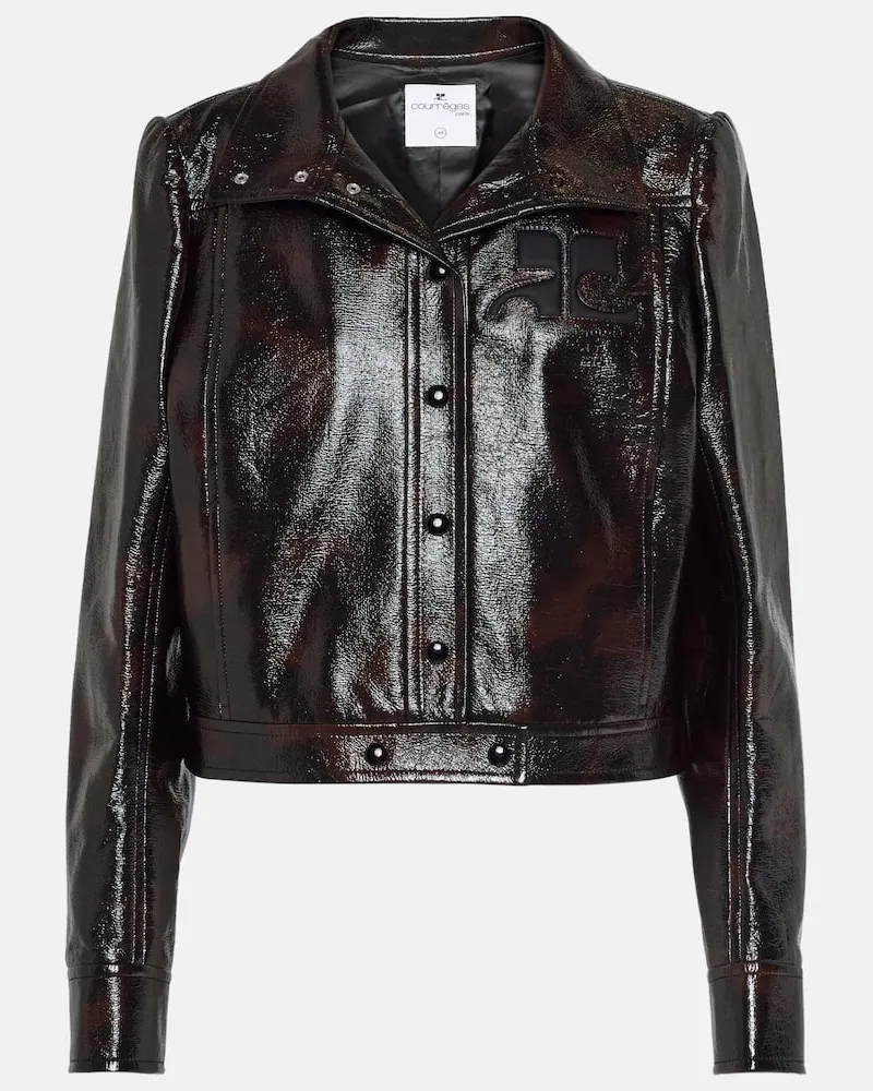 Courrèges Courrèges Bedruckte Bikerjacke aus einem Baumwollgemisch Braun