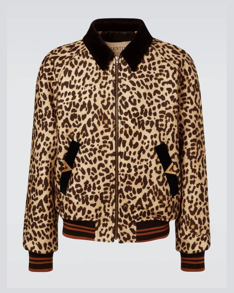 Valentino Garavani Bedrucktes Blouson VGold aus Wolle Multicolor