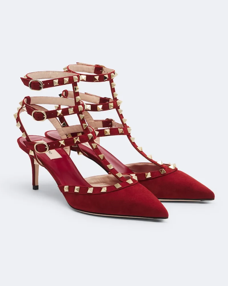Valentino Garavani Pumps Rockstud aus Veloursleder Beige